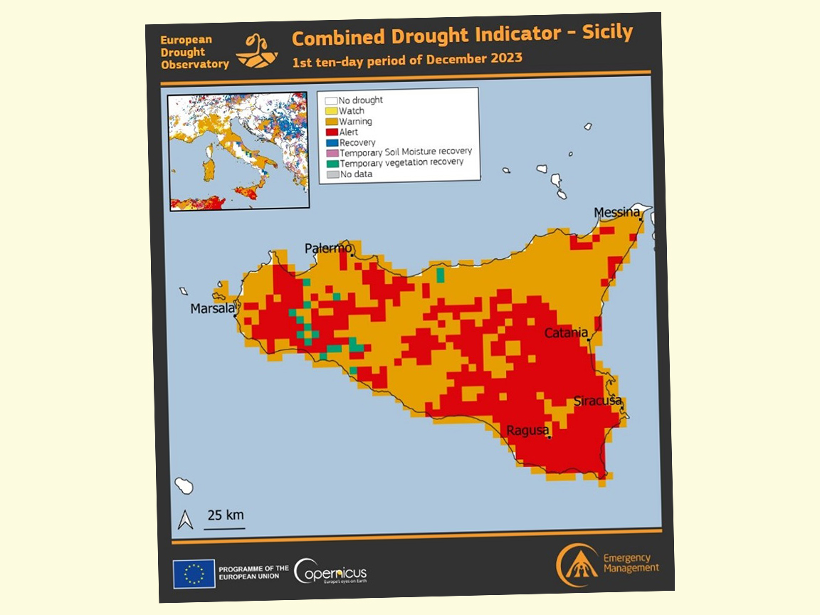 Climate change key driver of extreme drought in Sicily and Sardinia